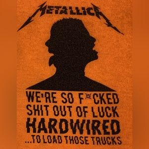 Metallica Crew Tee Men XL T Shirt Orange Hardwired Tour Concert Metal Music Gift